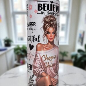 Nerezová termoska Believe in Yourself s ilustráciou ženy