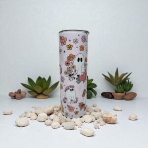 Nerezová termoska Ghost Flowers s jemným motívom duchov a kvetov