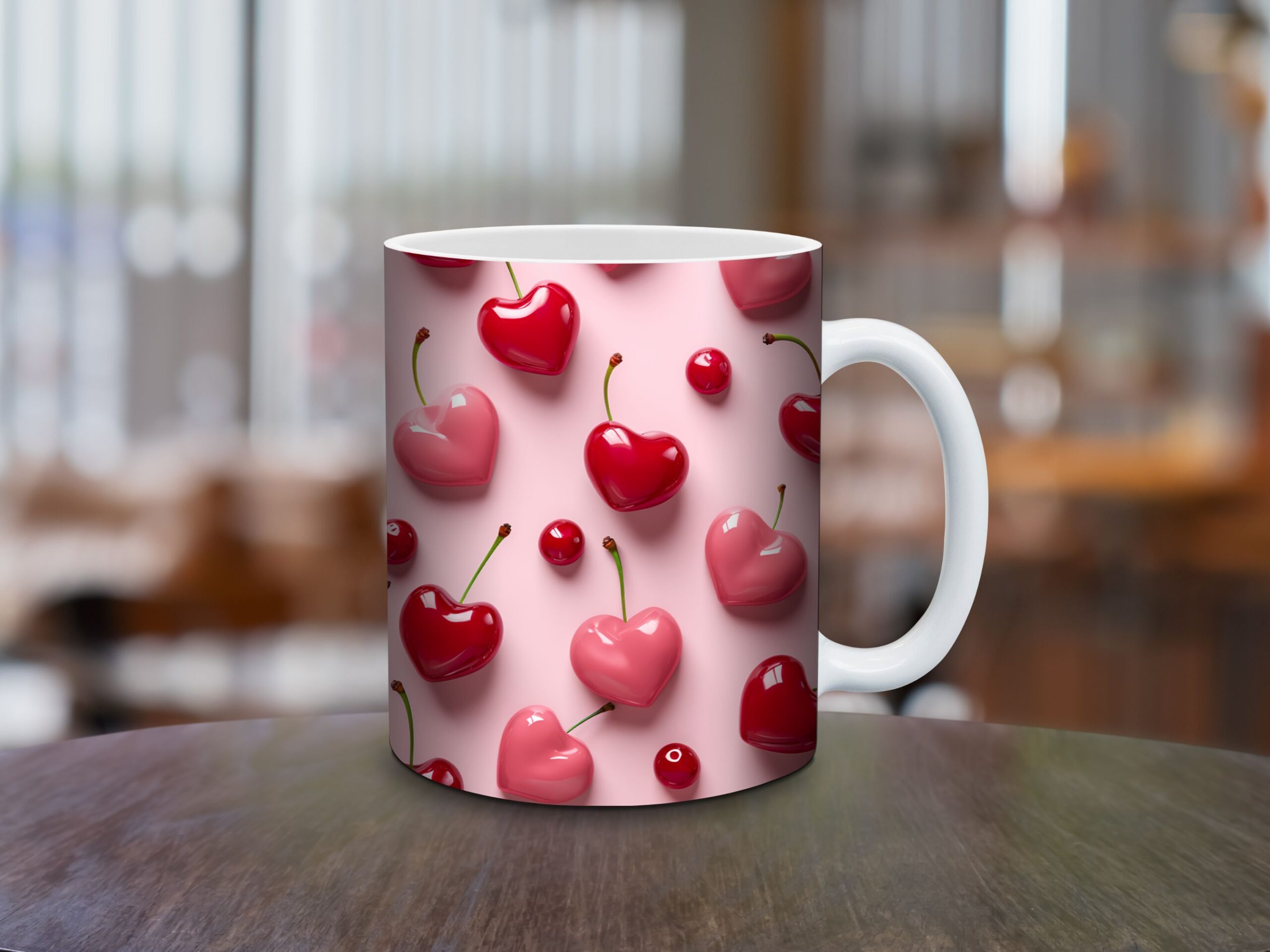 Keramický hrnček Cherry Hearts s čerešňovým vzorom v objeme 150 ml a 330 ml