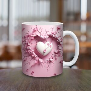 Keramický hrnček Heart Bloom so srdcovým motívom v objeme 150 ml a 330 ml