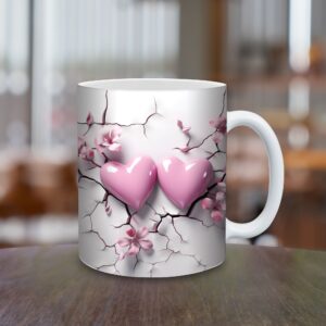 Keramický hrnček Soft Hearts s jemným srdcovým vzorom v objeme 150 ml a 330 ml