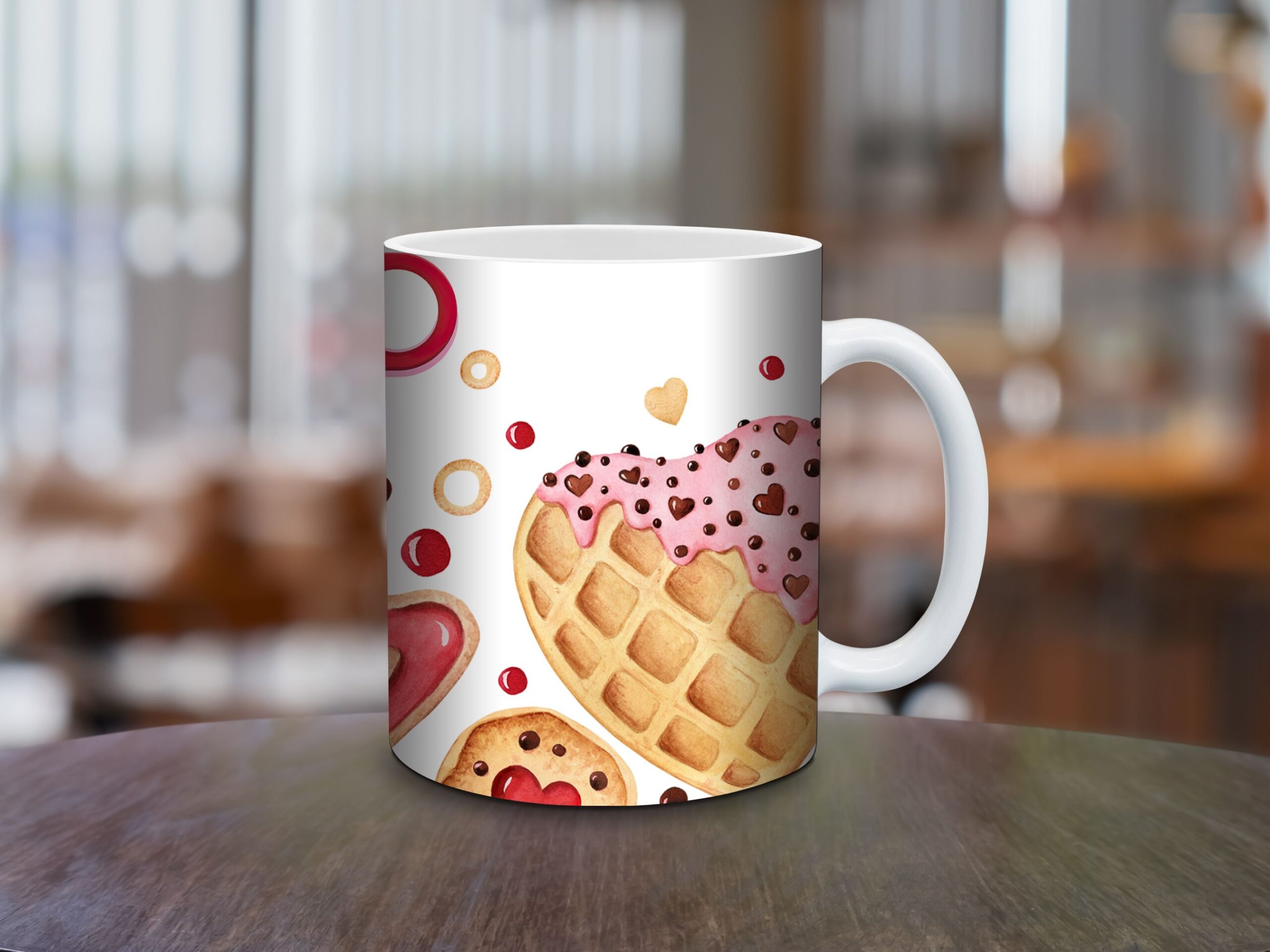 Keramický hrnček Sweet Waffle s ilustráciou vaflí v objeme 150 ml a 330 ml