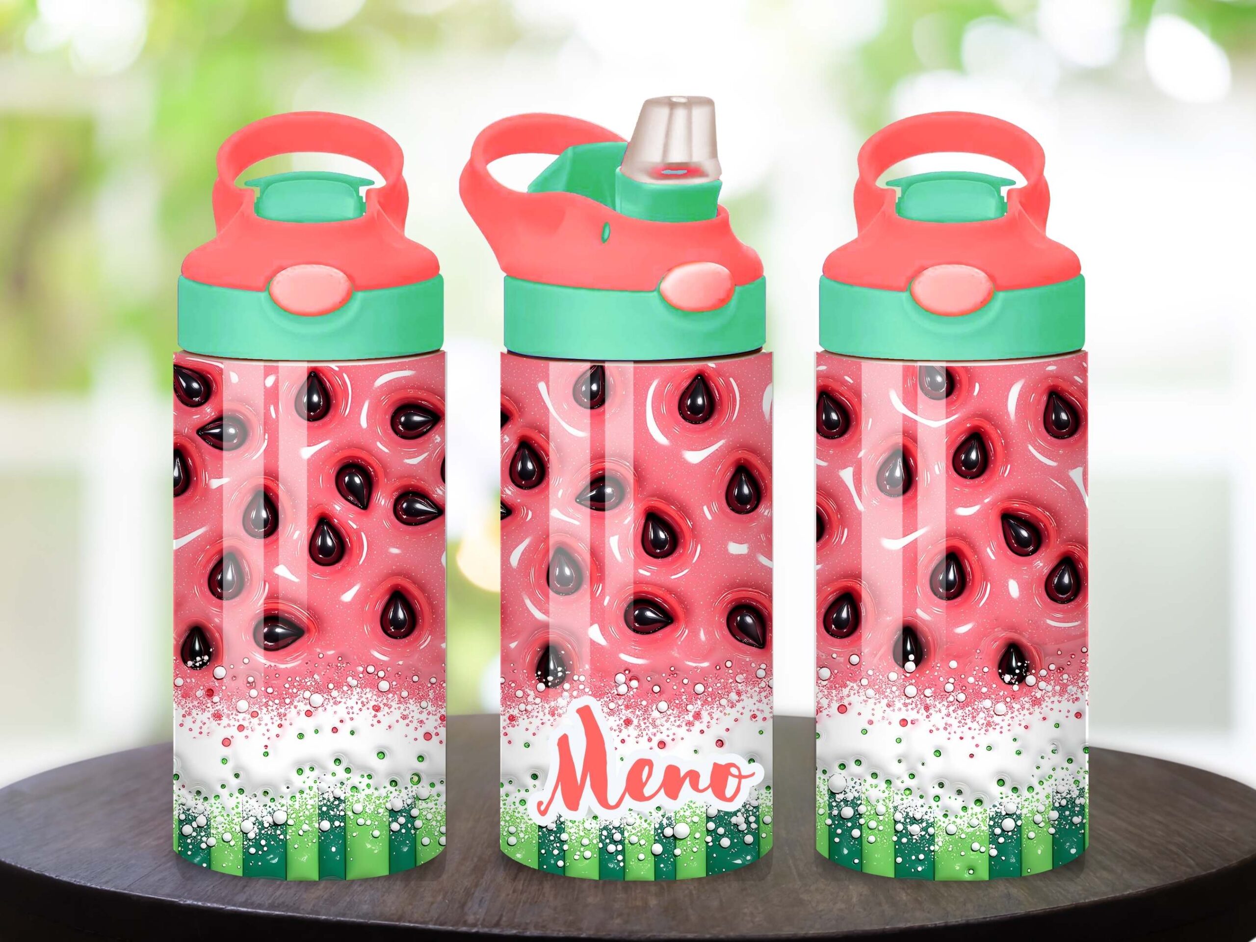 Detská nerezová fľaša 360 ml s menom a motívom melóna