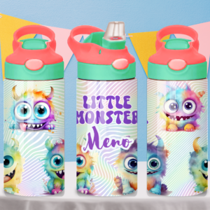 Detská nerezová fľaša Little Monster 360 ml s motívom príšeriek a menom