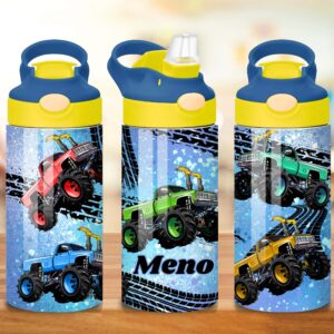 Detská nerezová fľaša Monster Truck 360 ml s motívom monster truckov a menom