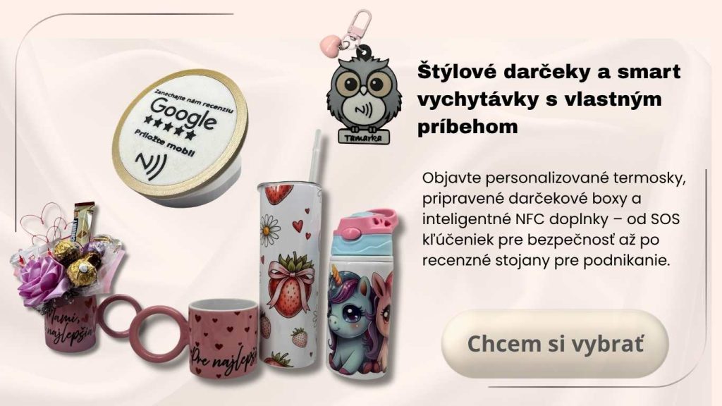 Hlavný banner e-shopu Mooli s ponukou personalizovaných darčekov, estetických termohrnčekov a smart NFC produktov.
