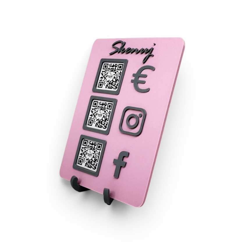 Personalizovaný QR stojan pre kaviarne a salóny na rýchle platby a hodnotenia."