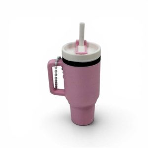 Fidget Clicker Tumbler v dizajne ružového termo pohára so slamkou, antistresová senzorická pomôcka s mechanickým kliknutím.