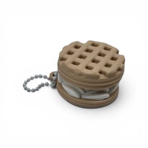 Fidget Clicker Waffle v dizajne plnenej vafle, antistresová senzorická pomôcka s mechanickým kliknutím.